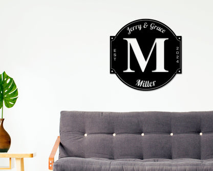 Initial Sign, Name sign, Personalized Family Sign, Last name Sign, Family,  Metal sign, Wedding Gift, Wedding Sign, Housewarming Gift, Metal
