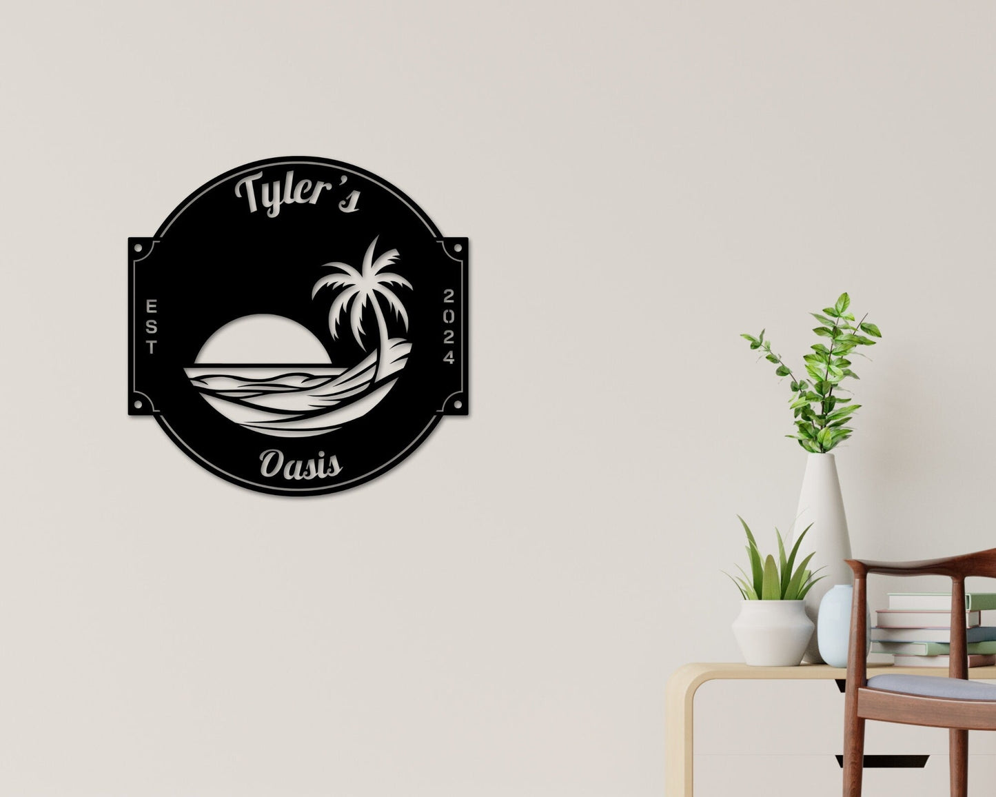 Last name sign, Beach House Sign,  Personalized Sign, Name and Palm Trees, Palm Tree Sign, Beach Decor, Front door, Tropical Patio Pool Sign