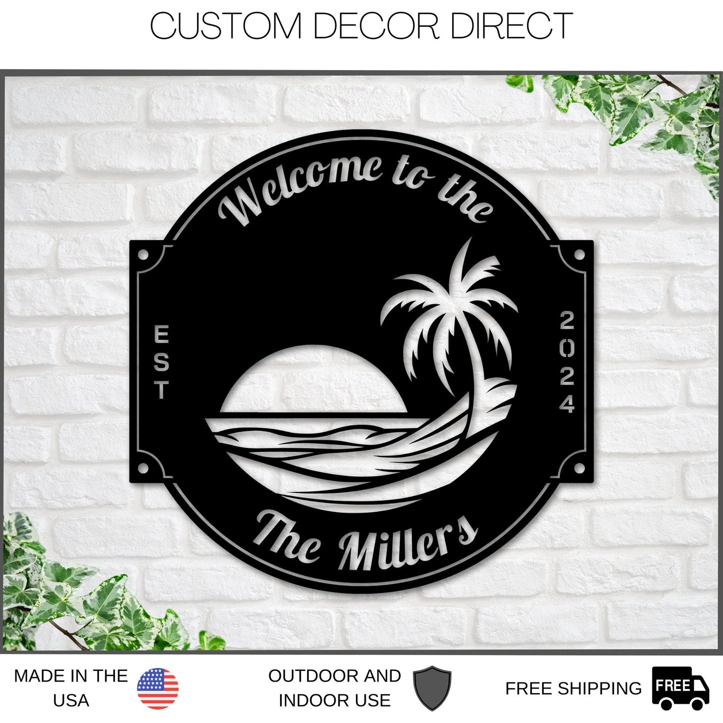 Personalized Pool & Beach Metal Sign – Tropical Patio & Outdoor Decor