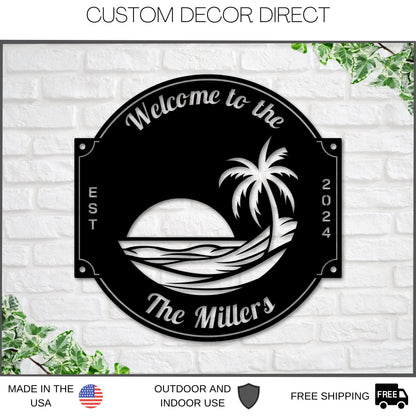 Personalized Pool & Beach Metal Sign – Tropical Patio & Outdoor Decor