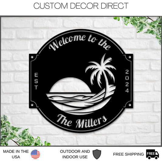 Personalized Pool & Beach Metal Sign – Tropical Patio & Outdoor Decor