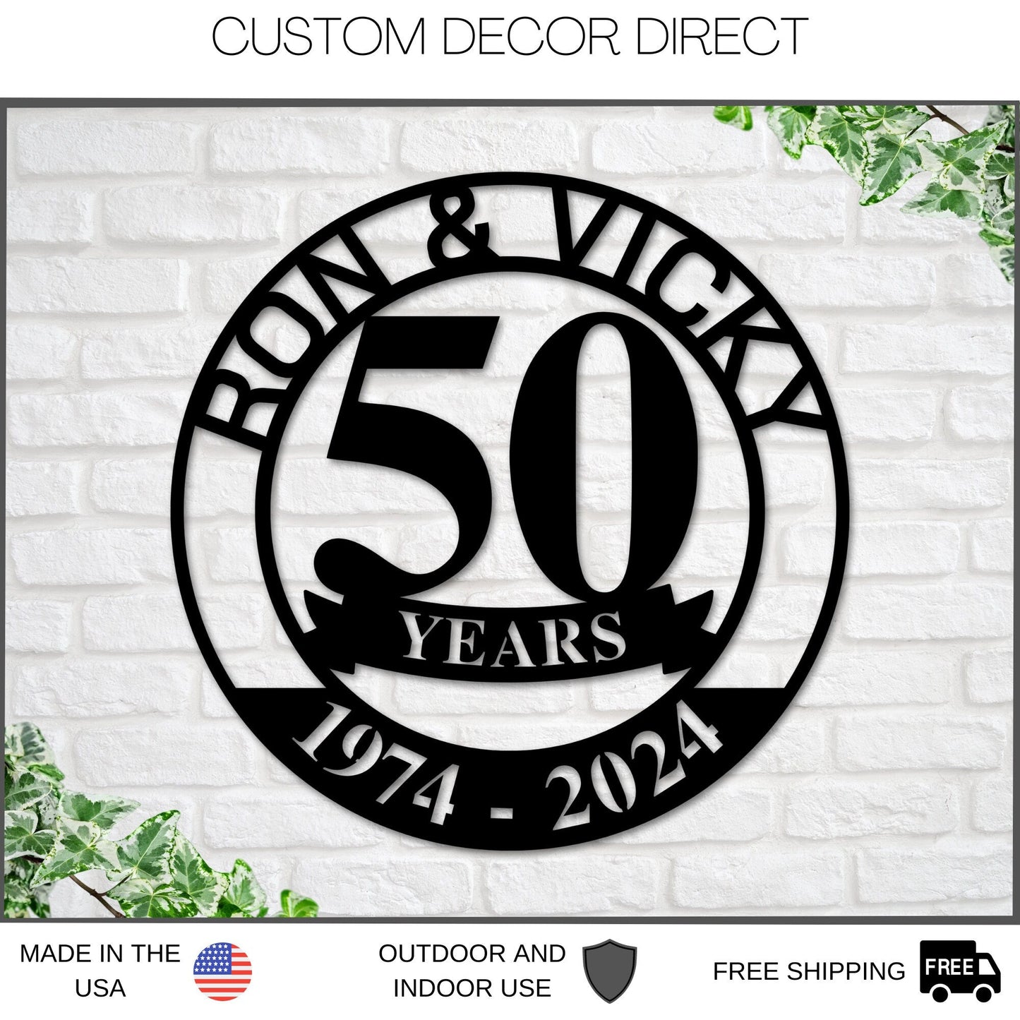 50th Anniversary Metal Sign – Golden Anniversary Wall Art & Celebration Gift