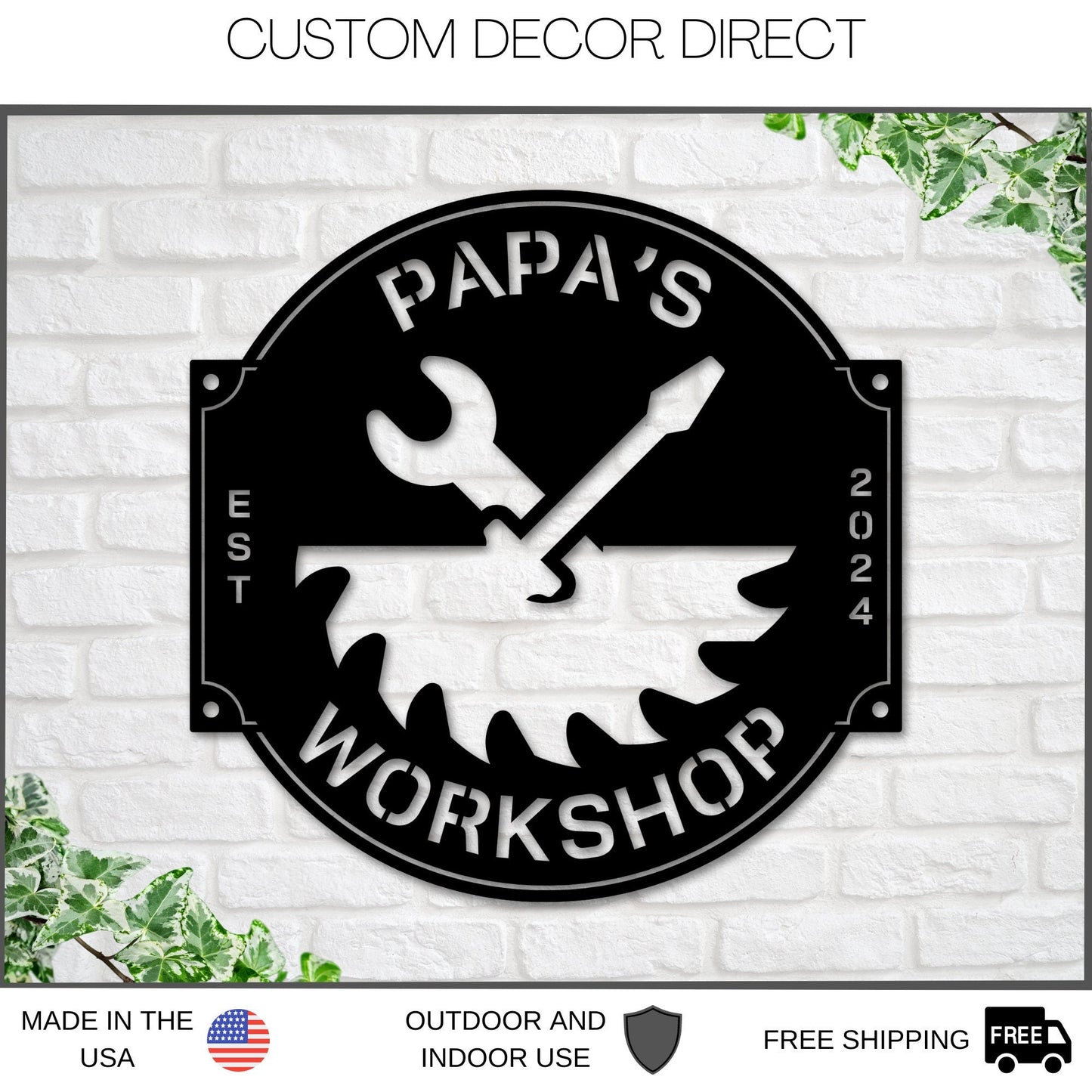 Personalized Workshop & Garage Metal Sign – Father's Day Gift, Man Cave