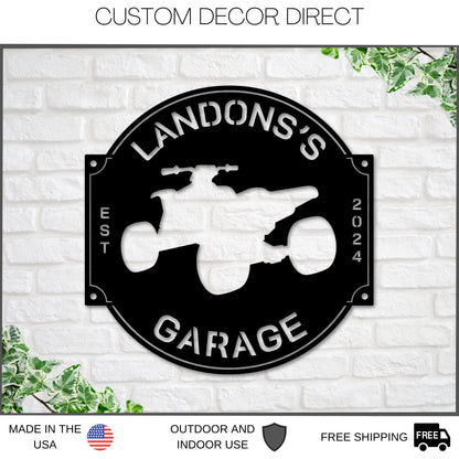 Personalized Four Wheeler & ATV Parking Metal Sign – Garage Decor