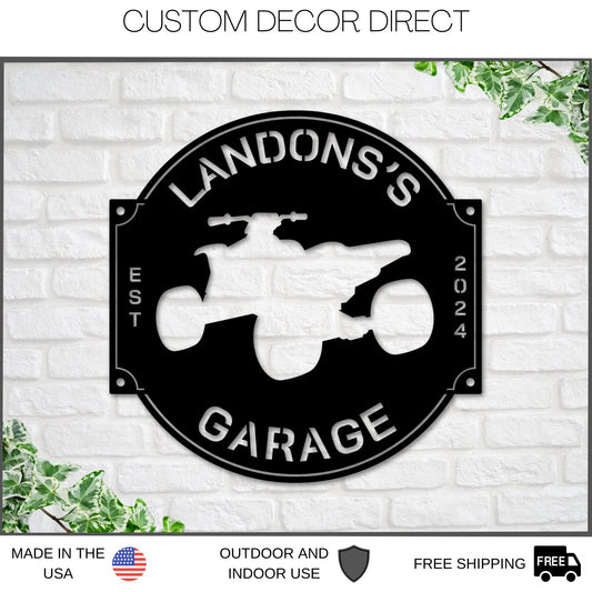 Personalized Four Wheeler & ATV Parking Metal Sign – Garage Decor