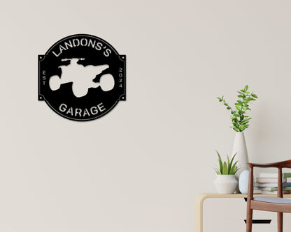 Personalized Four Wheeler & ATV Parking Metal Sign – Garage Decor