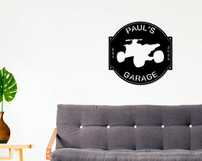 Personalized Four Wheeler & ATV Parking Metal Sign – Garage Decor