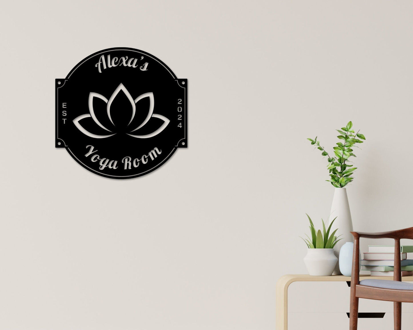Personalized Yoga Metal Sign – Yoga Studio & Room Decor, Lotus Flower