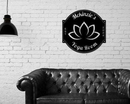 Personalized Yoga Metal Sign – Yoga Studio & Room Decor, Lotus Flower