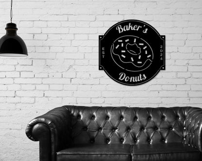 Custom Donut Shop Metal Sign – Personalized Bakery & Business Decor