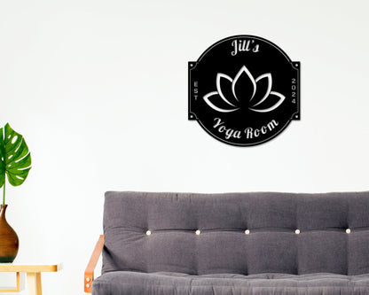 Personalized Yoga Metal Sign – Yoga Studio & Room Decor, Lotus Flower
