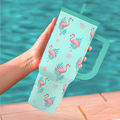 Mint Flamingo Slidemate | Slider Tumbler with Handle 40oz