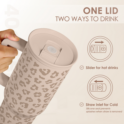 Brown Leopard Slidemate | Slider Tumbler with Handle 40oz
