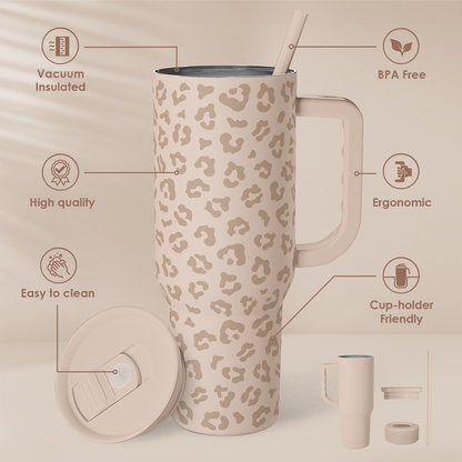 Brown Leopard Slidemate | Slider Tumbler with Handle 40oz