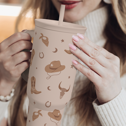 Brown Cowgirl Slidemate | Slider Tumbler with Handle 40oz