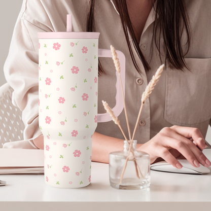 Pink Floral Slidemate | Slider Tumbler with Handle 40oz