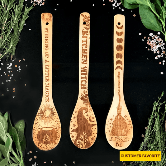 Laser-Etched Bamboo Wooden Spoons – Set of 3