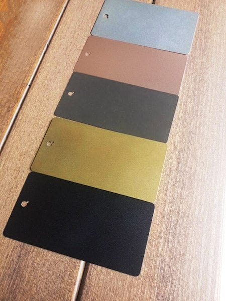 Metal color options swatch set: black, brownstone, gold, silver, and other finishes