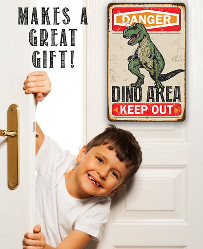 Danger Dinosaur Area Keep Out - Metal Sign