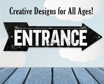 Vintage Entrance - Directional Arrow - Metal Sign