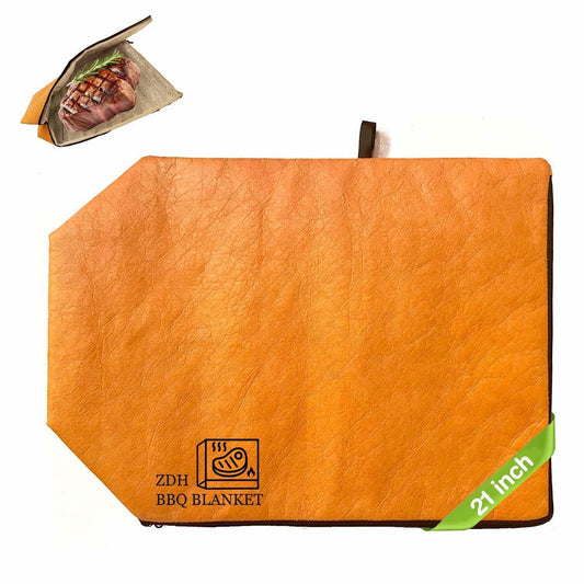 Orange insulated BBQ resting blanket bag, 21-inch size, open pouch with zipper