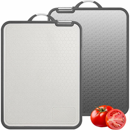 Dual-Sided Stainless Steel & Wheatgrass Cutting Board Set