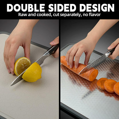 Dual-Sided Stainless Steel & Wheatgrass Cutting Board Set