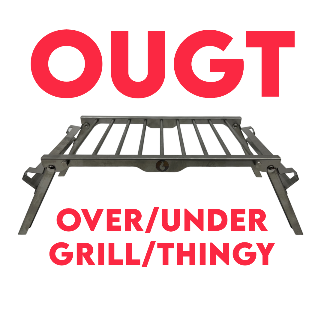 Stainless steel grill grate with foldable legs for outdoor campfire cooking