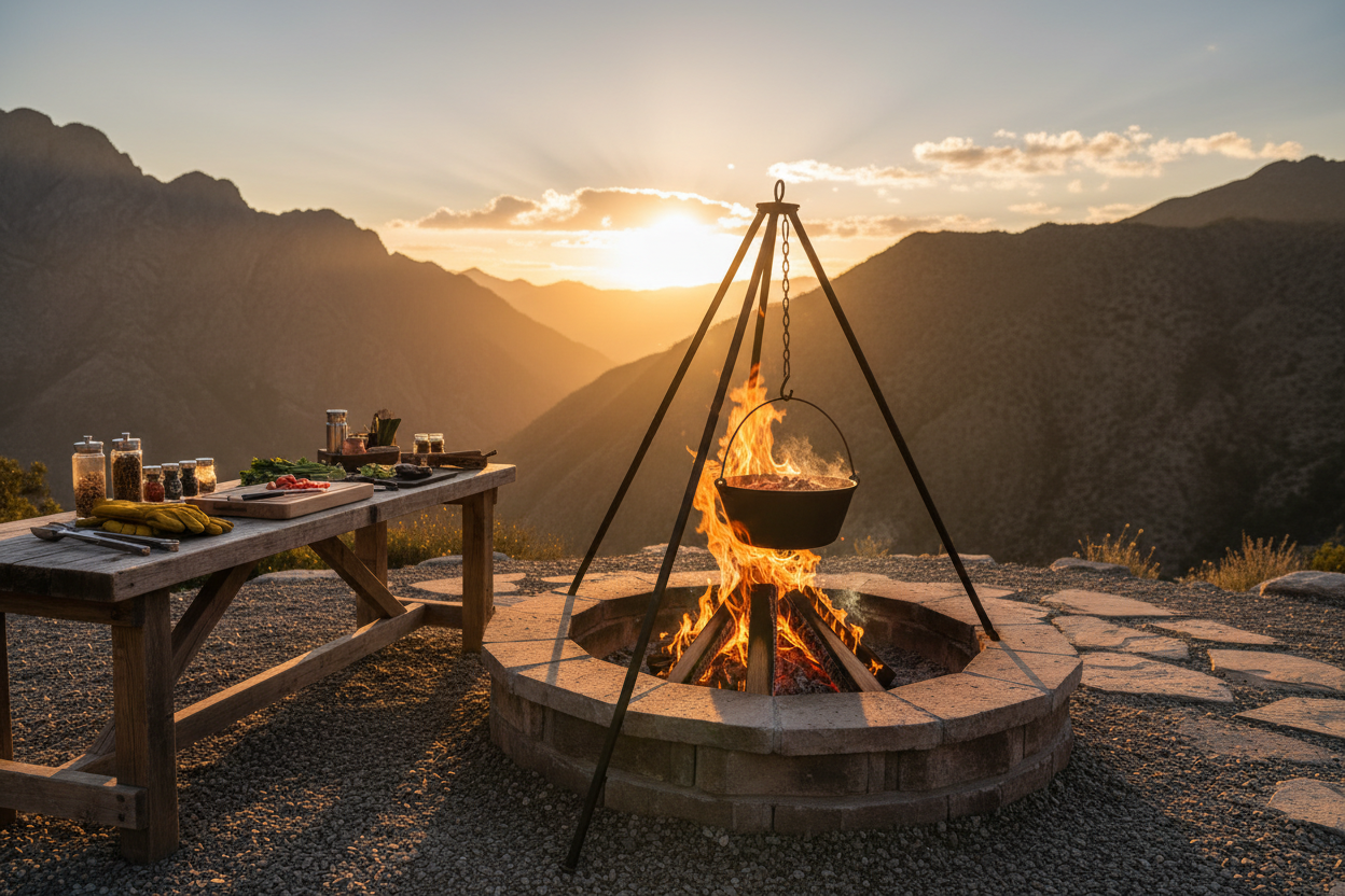 Outdoor Fire Pit & Stew Scene