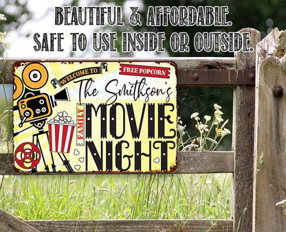 Personalized - Family Movie Night - Metal Sign