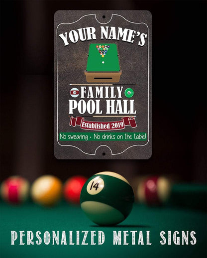 Personalized - Family Pool/Game Room - Metal Sign