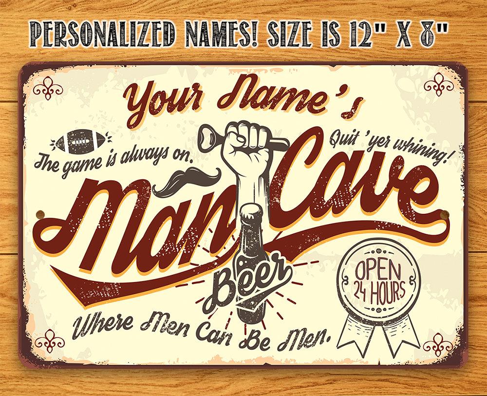 Personalized - Man Cave - Metal Sign