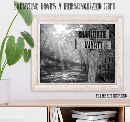 Personalized - Names Sign Post Art - Country Road - Print or Canvas