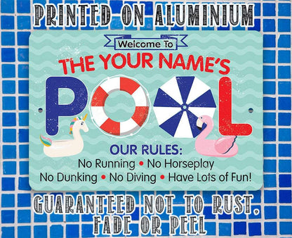 Personalized - Pool Rules - Metal Sign