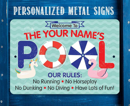 Personalized - Pool Rules - Metal Sign
