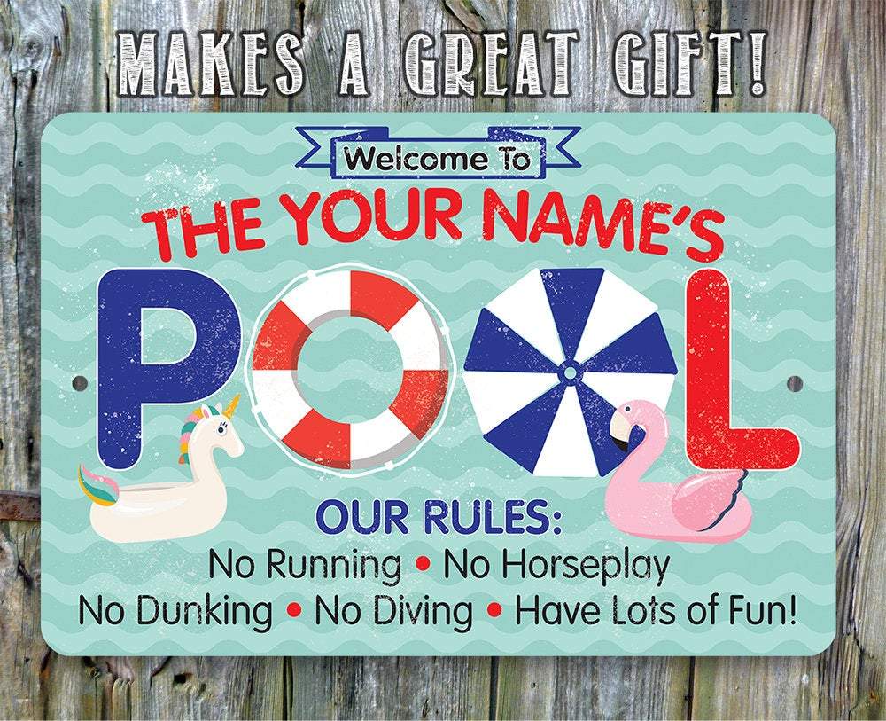 Personalized - Pool Rules - Metal Sign
