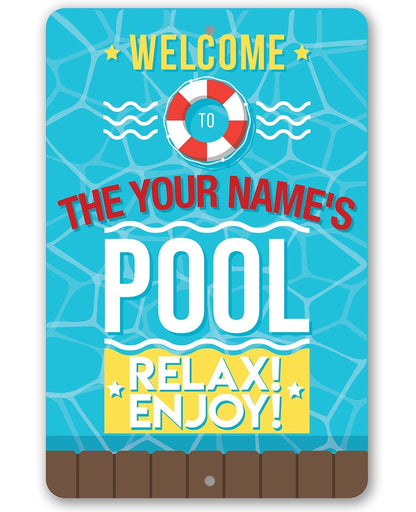 Personalized - Pool Side - Metal Sign