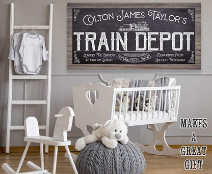 Personalized - Train Depot - Canvas