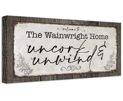Personalized - Uncork And Unwind - Canvas