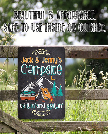 Personalized - Welcome To Our Campsite - Metal Sign