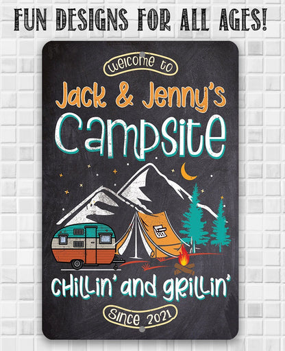 Personalized - Welcome To Our Campsite - Metal Sign