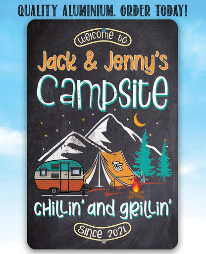 Personalized - Welcome To Our Campsite - Metal Sign