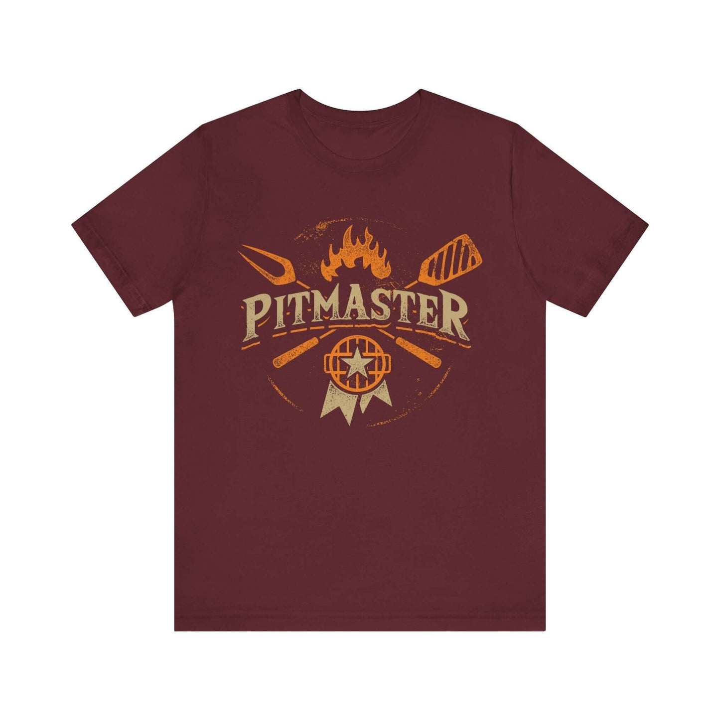 Maroon Pitmaster logo graphic T-shirt, crew neck short sleeves