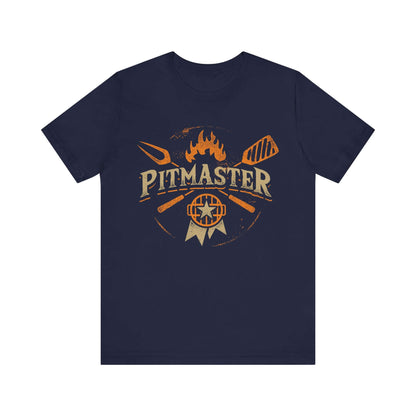Navy Pitmaster logo graphic T-shirt, crew neck short sleeves