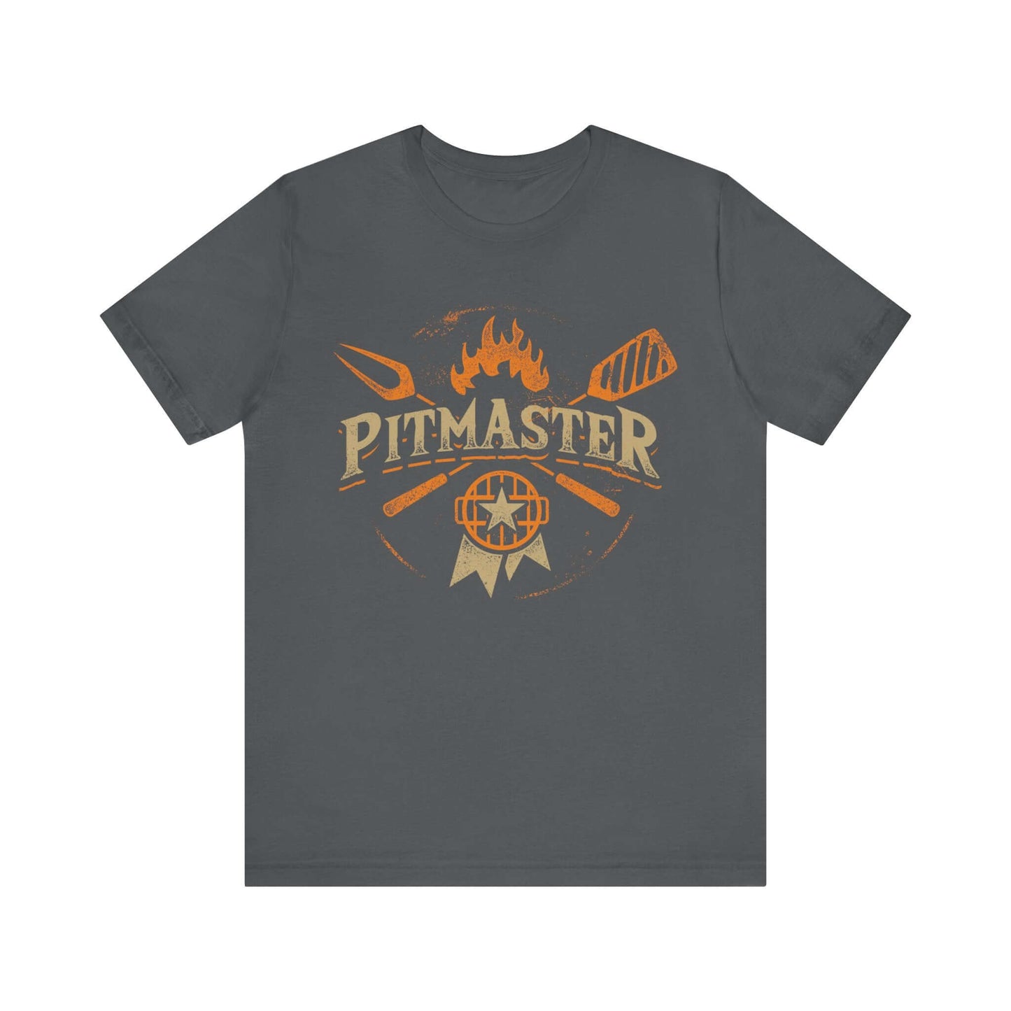 BBQ T-shirt with Pitmaster flame and grill logo, asphalt grey