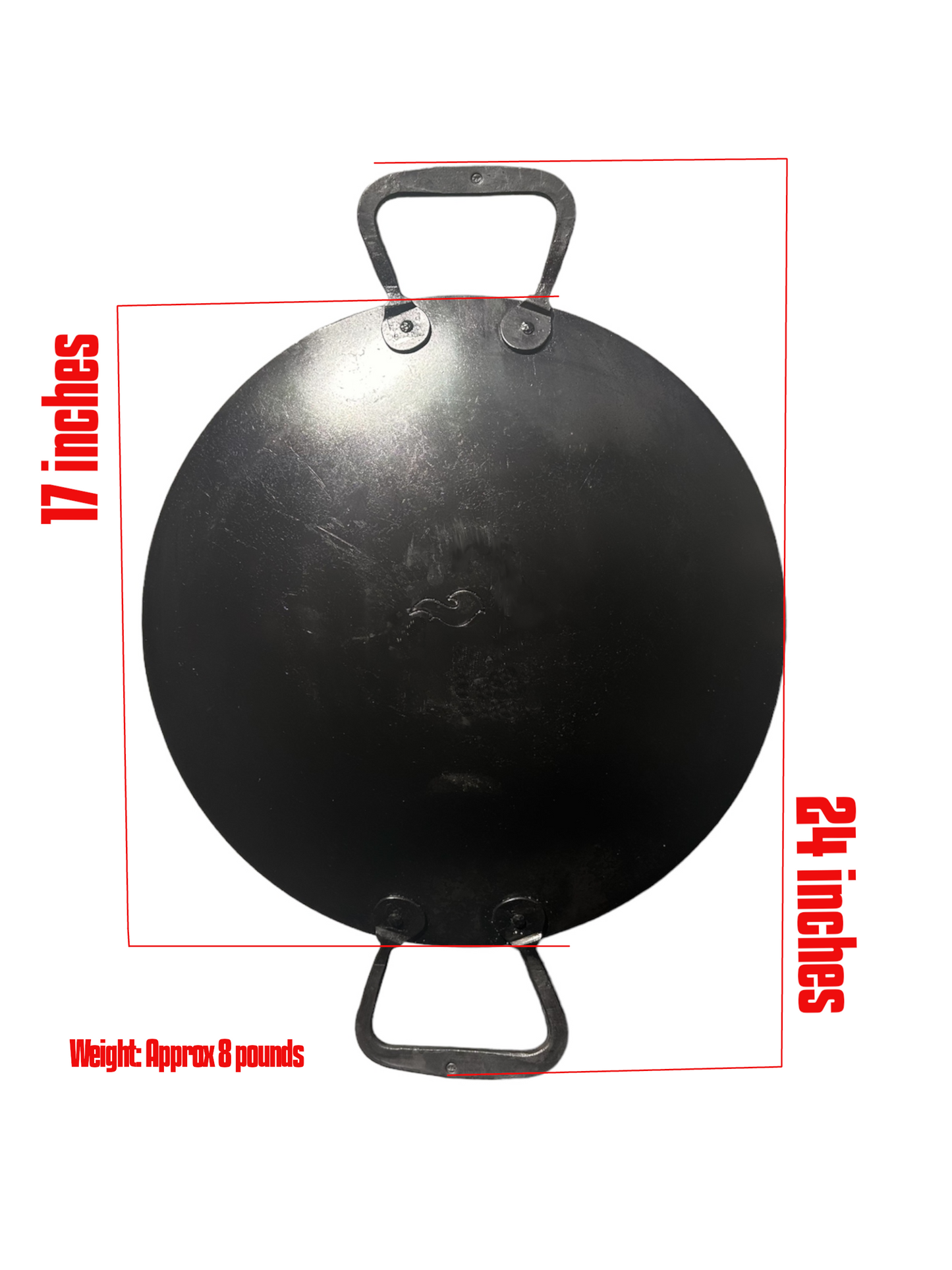 Round heavy skillet with carry handle, dark nonstick-style finish