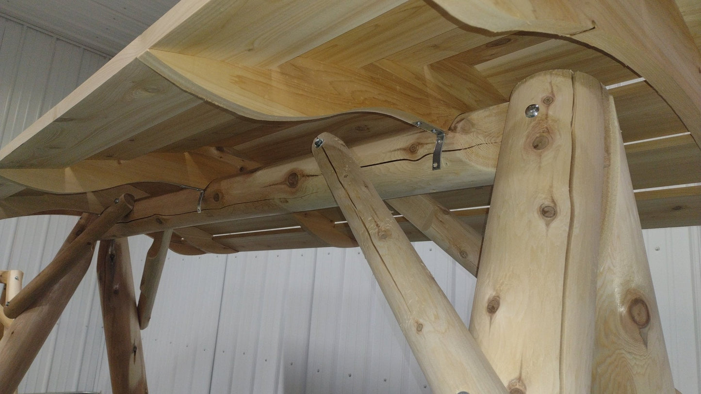 Wooden Porch Swing with Canopy