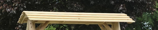 Wooden swing canopy top beam with side slats