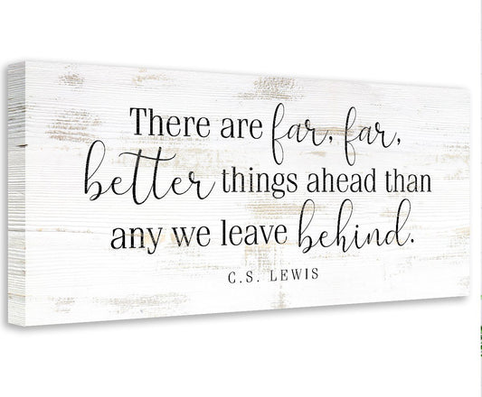 Canvas wall art with quote text in black on light distressed background