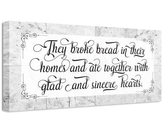 Decorative canvas wall art with a scripted quote in gray and black